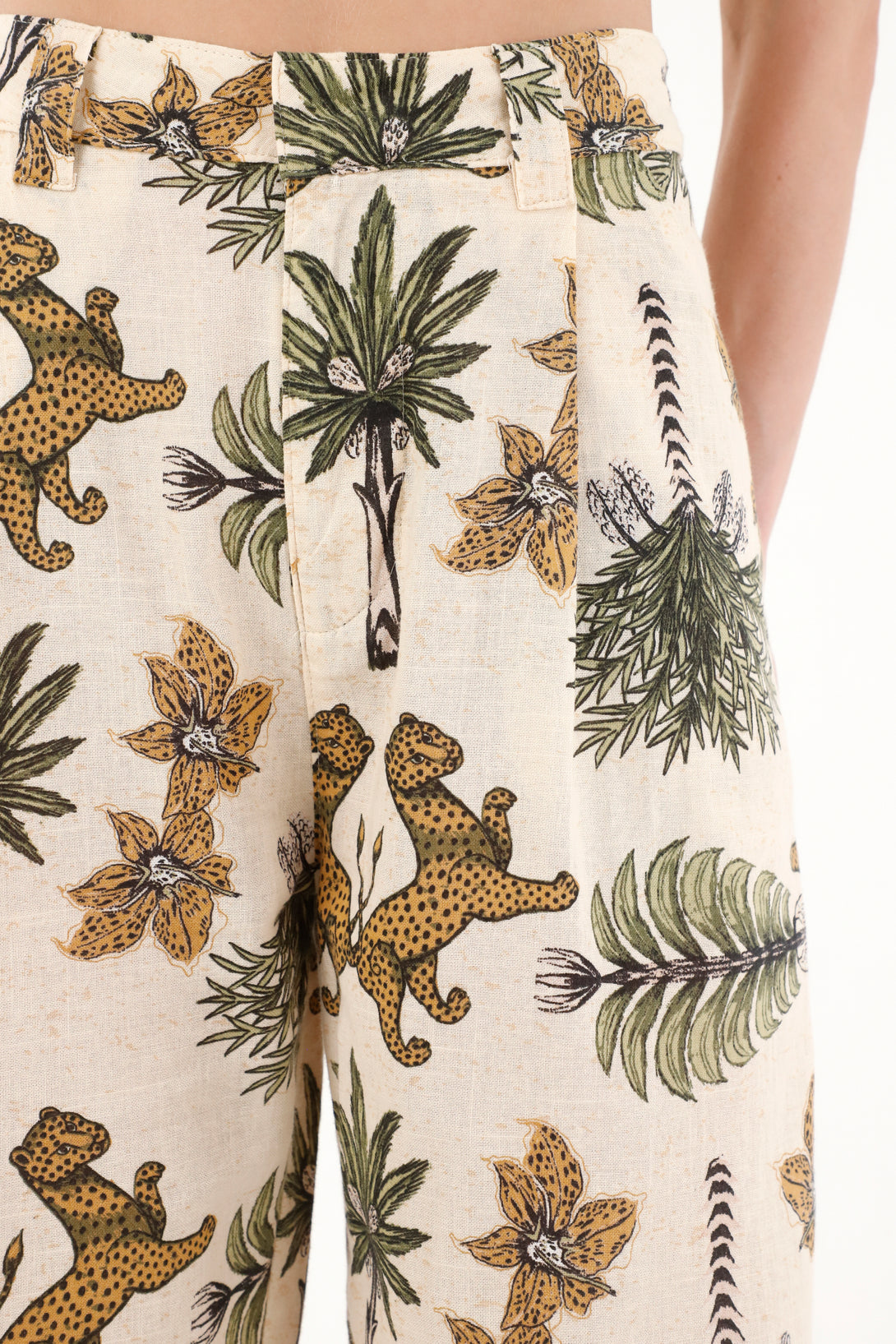 Women's Classic Pants with Palm Tree and Tiger Print