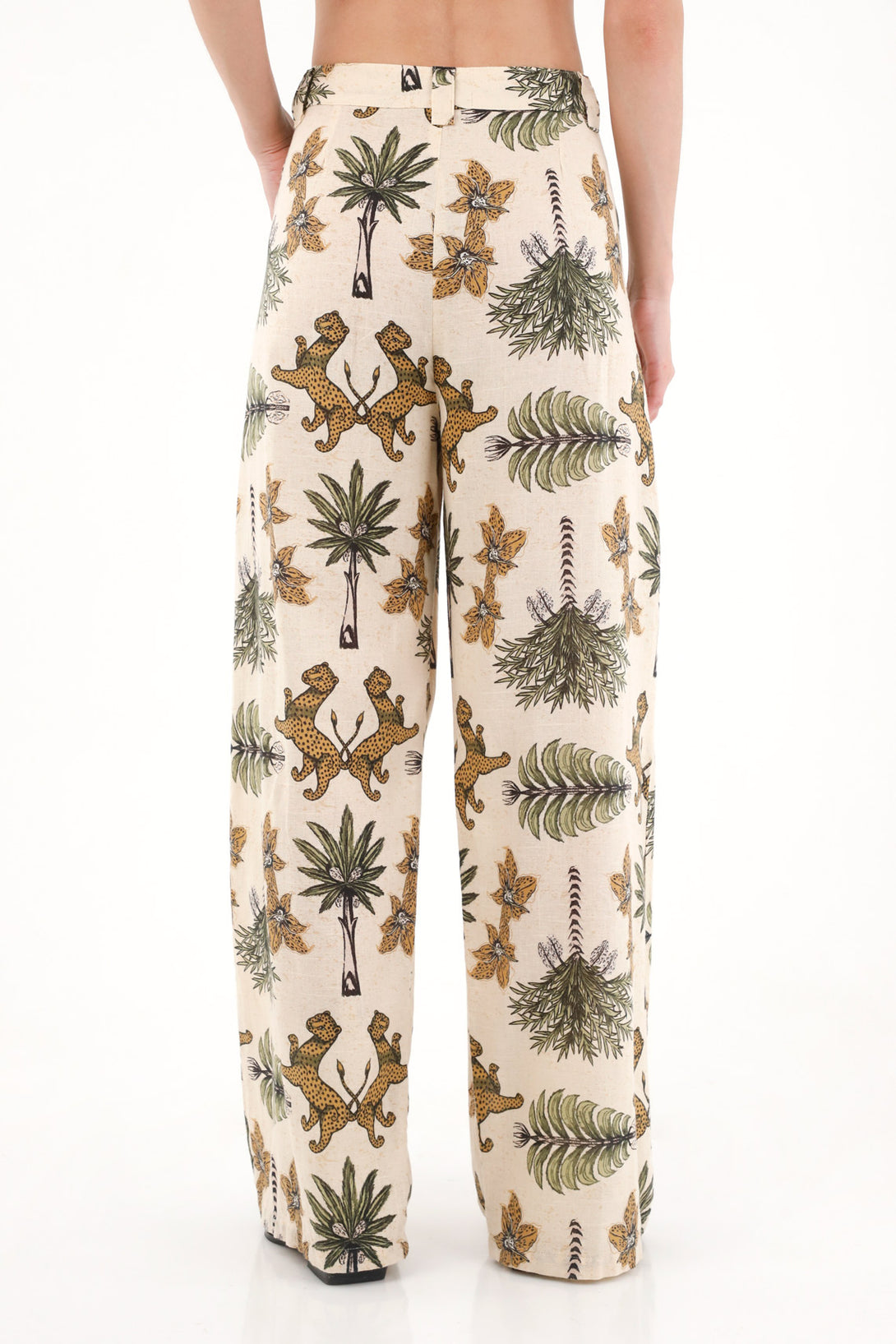 Women's Classic Pants with Palm Tree and Tiger Print