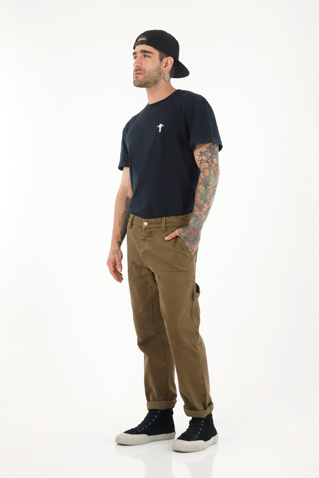 Men's straight brown pants with patches