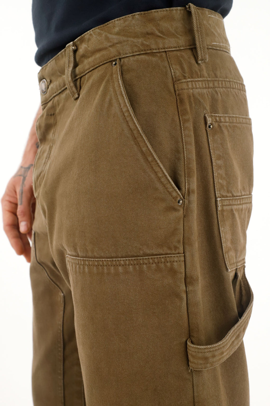 Men's straight brown pants with patches