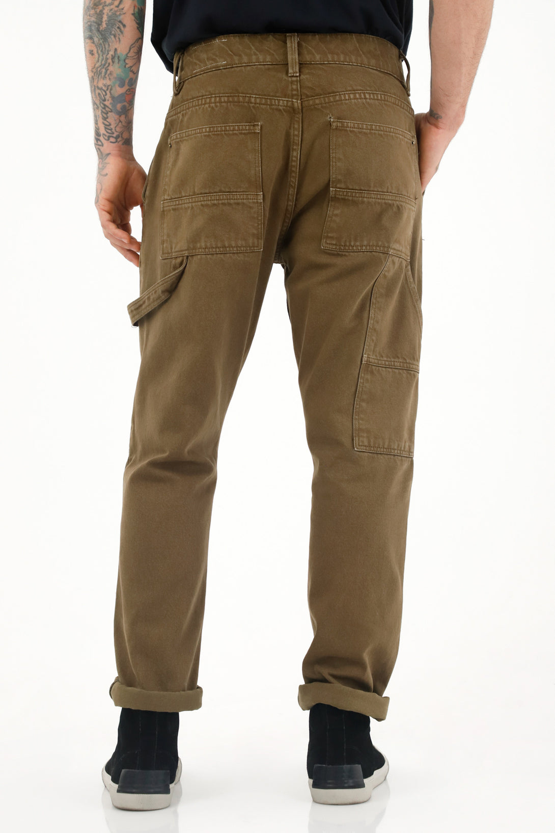 Men's straight brown pants with patches