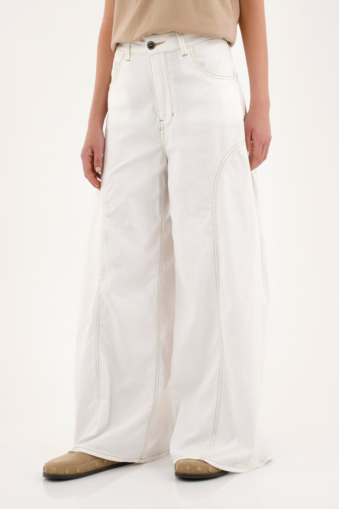 Women's Cream Wide Leg Pants