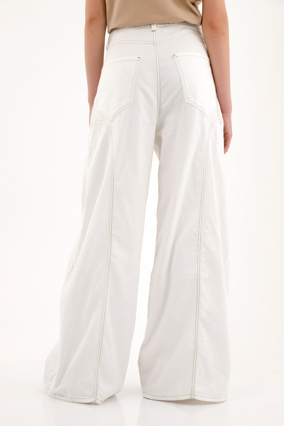 Women's Cream Wide Leg Pants