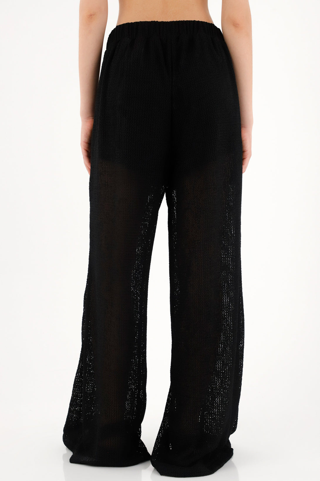 Women's black pants with front openings