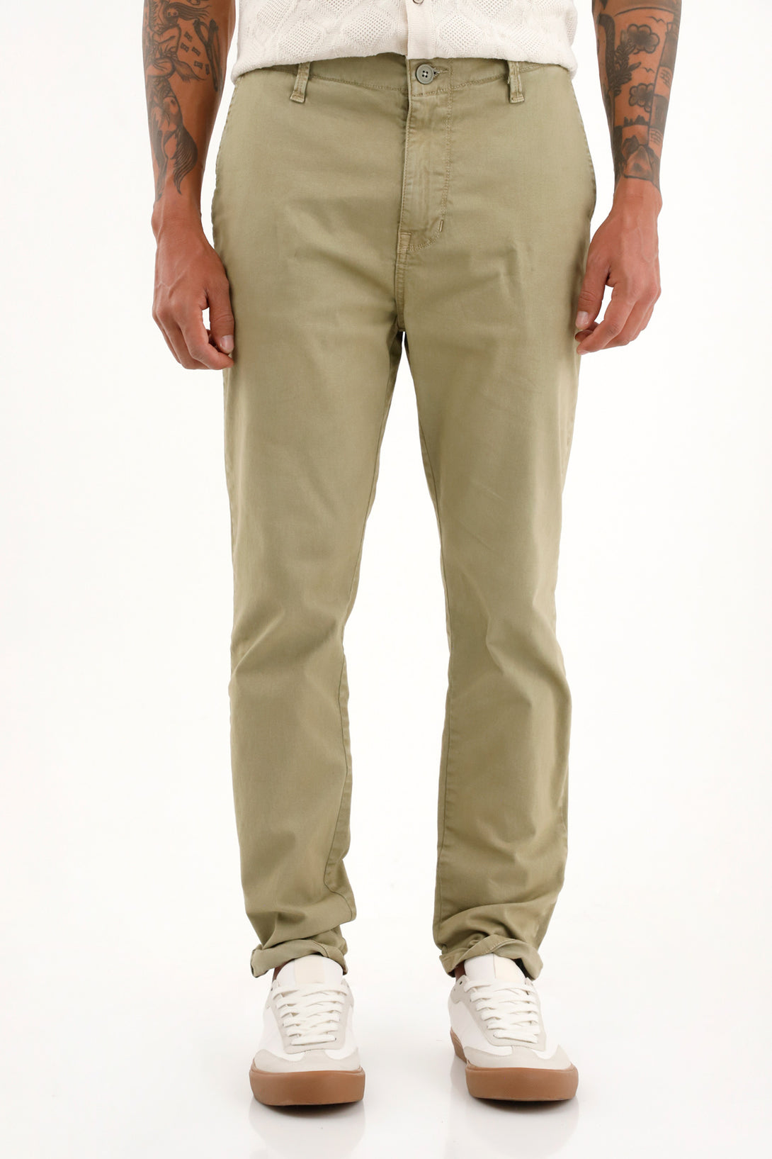 Pantalón tipo chino verde para hombre