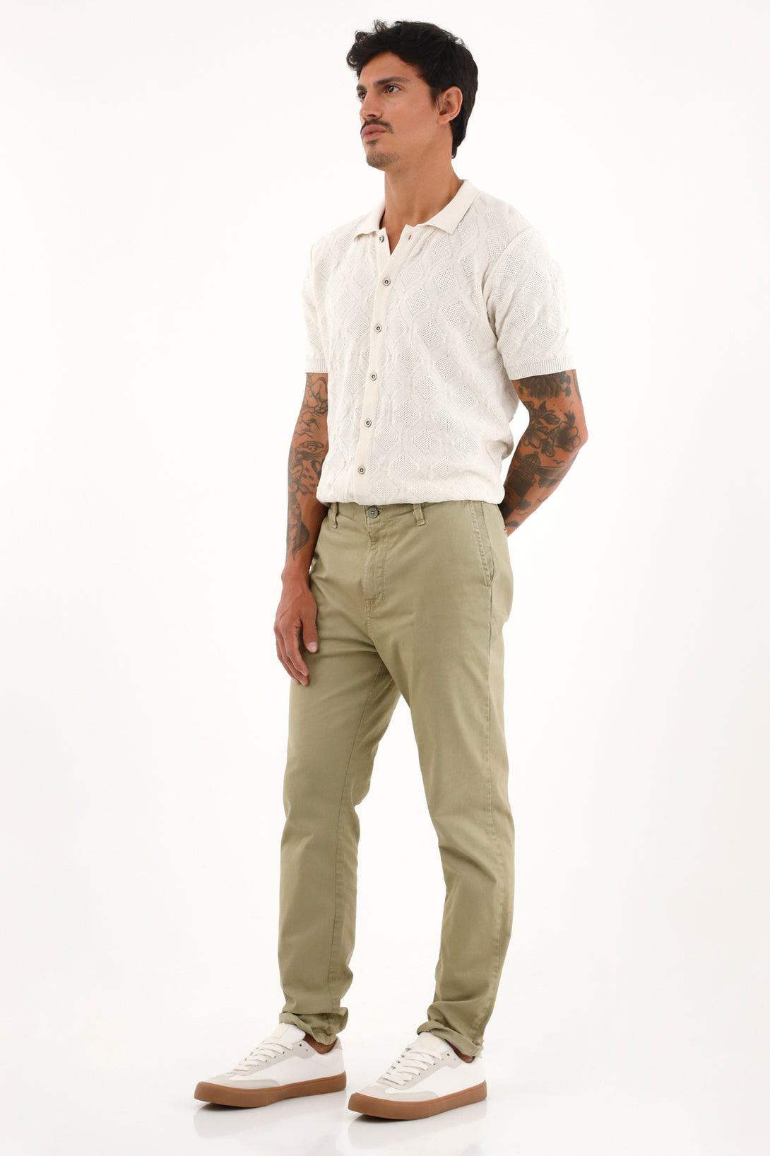 Pantalón tipo chino verde para hombre