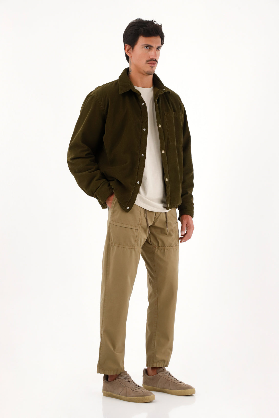 Men's Straight Pants with Brown Drawstring Waistband