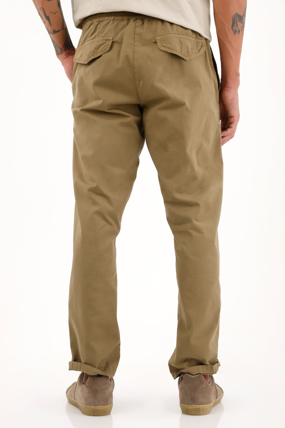 Men's Straight Pants with Brown Drawstring Waistband