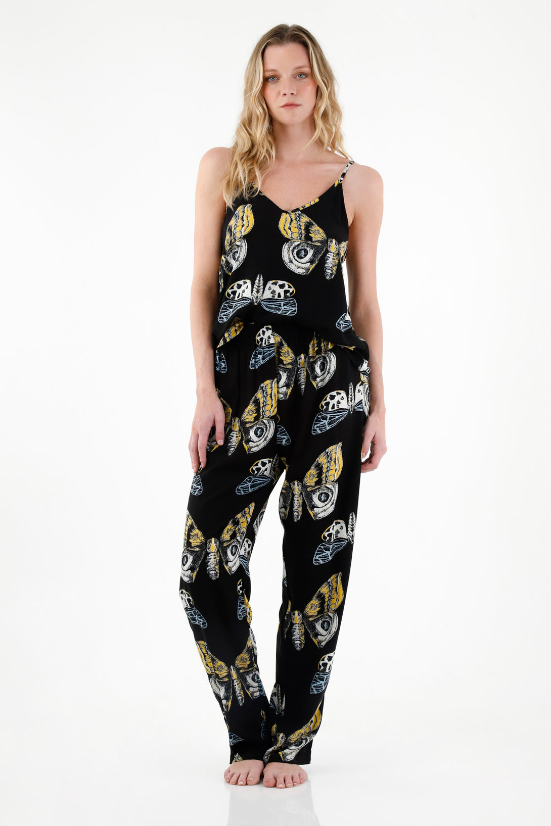 Women's Long Pants Pajama Set with Print