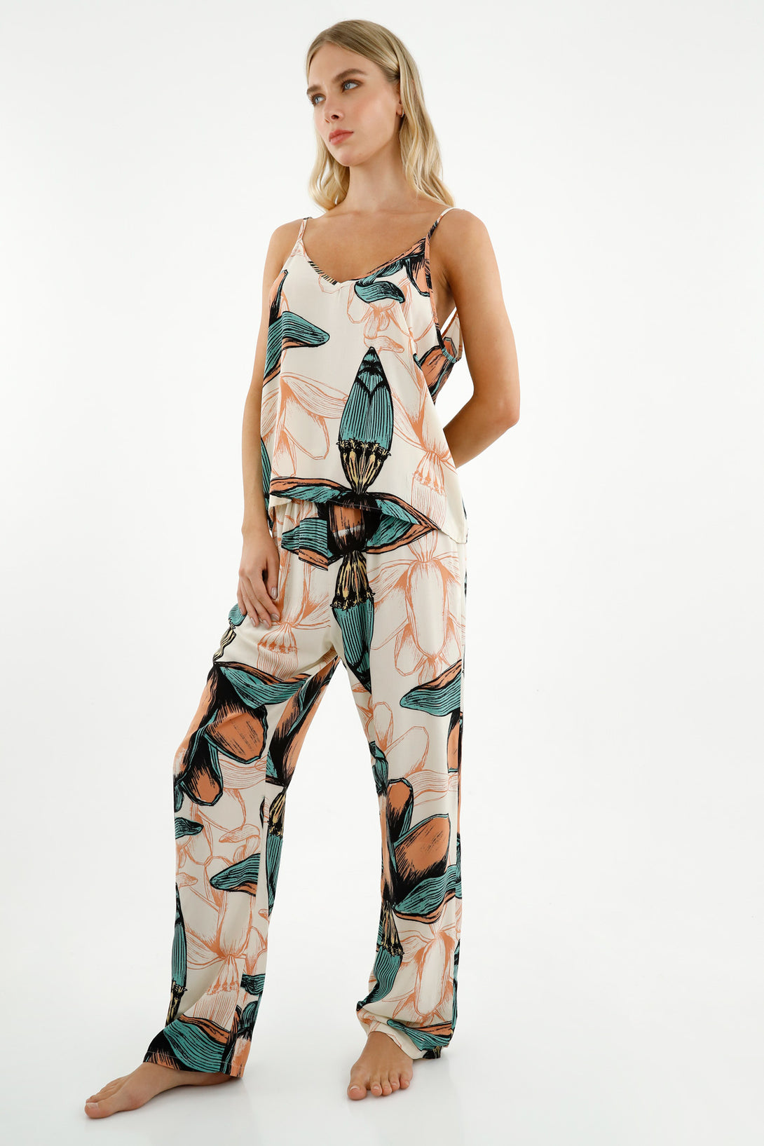 Women's Orchid Print Long Pajama Pants