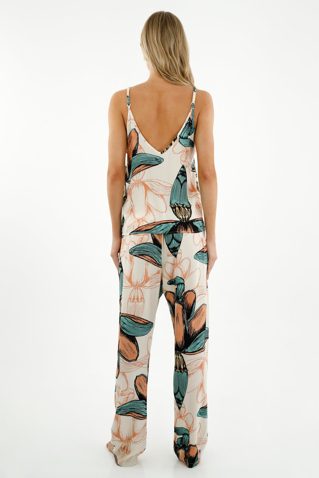 Women's Orchid Print Long Pajama Pants