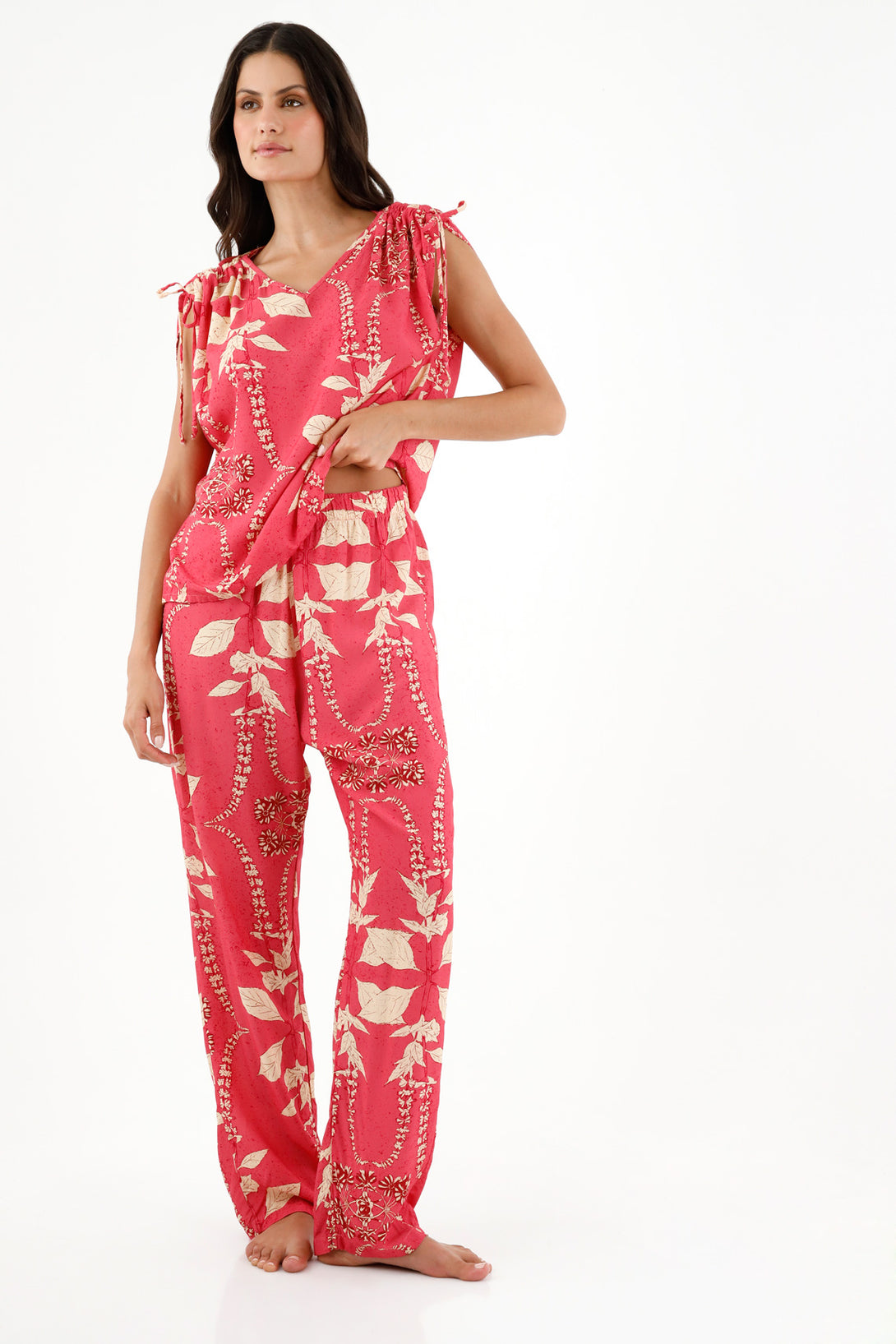 Women's Pink V-Neck Pajamas