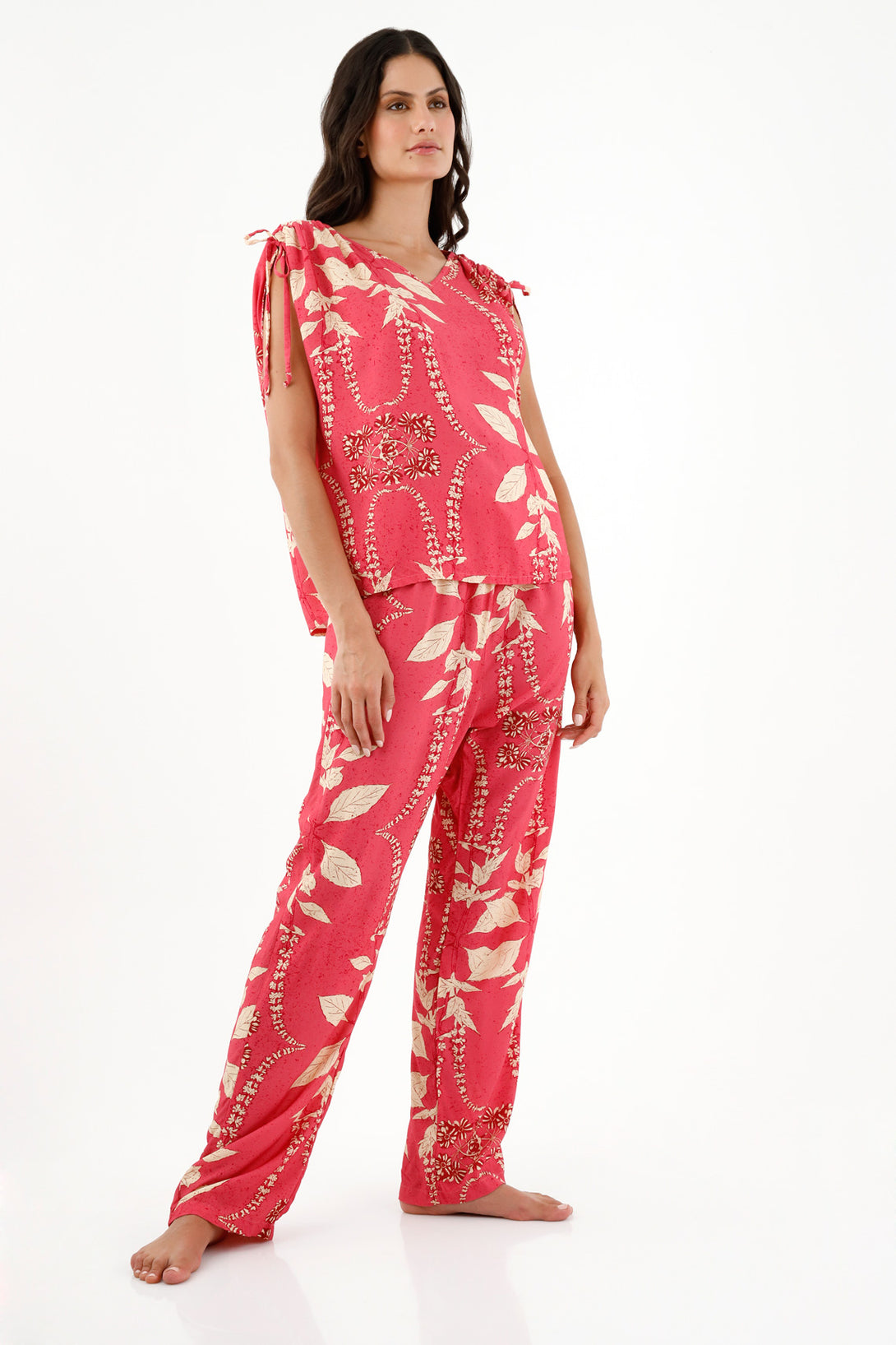 Women's Pink V-Neck Pajamas