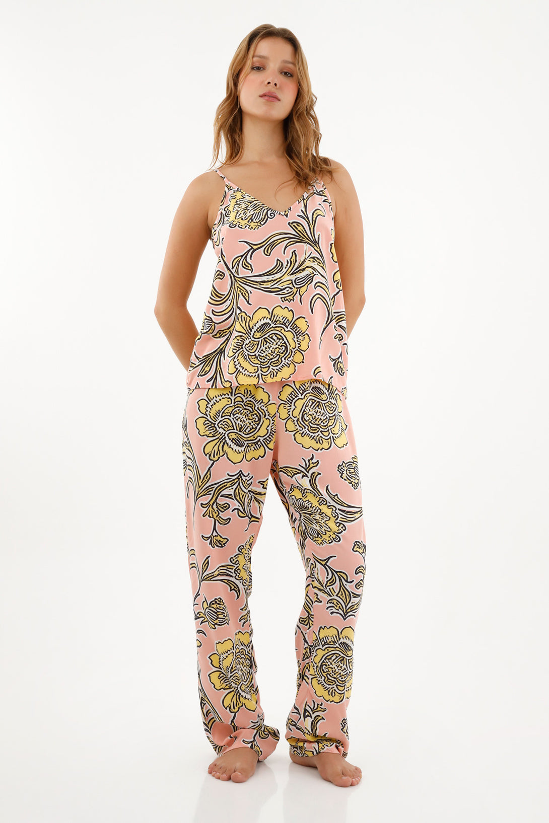 Pijama estampada de pantalón largo para mujer