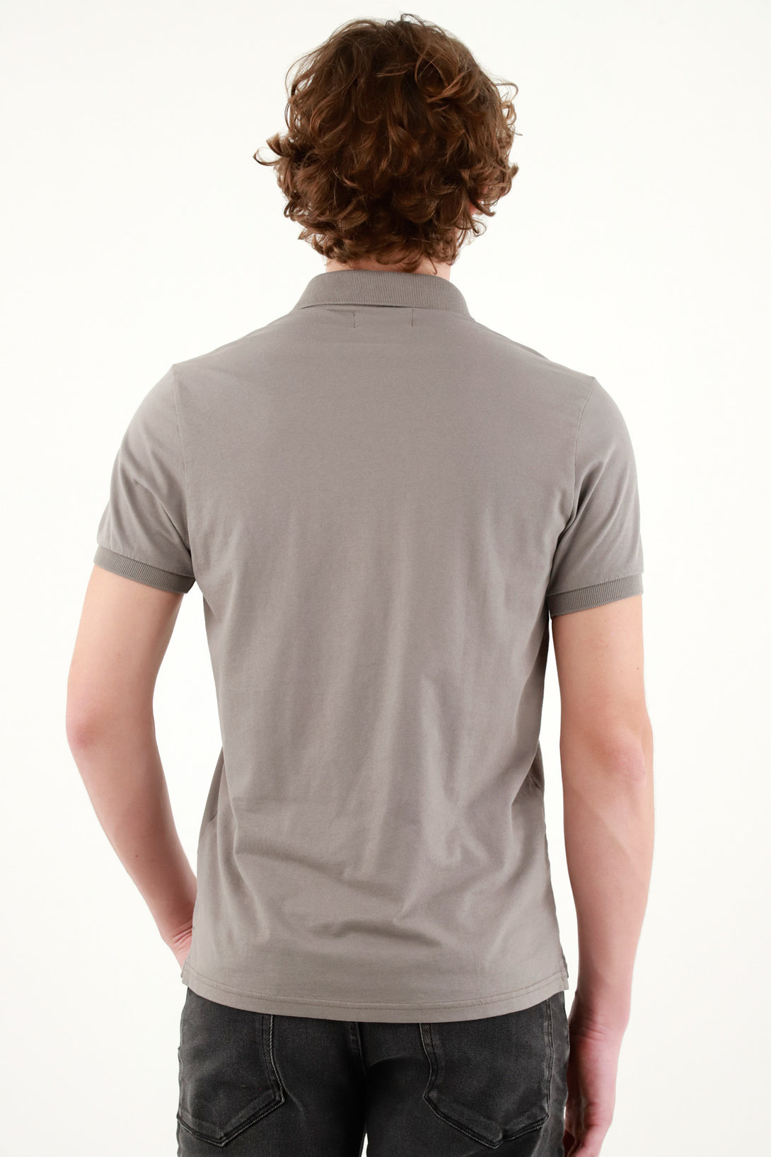 Men's Gray Knit Collar Polo Shirt