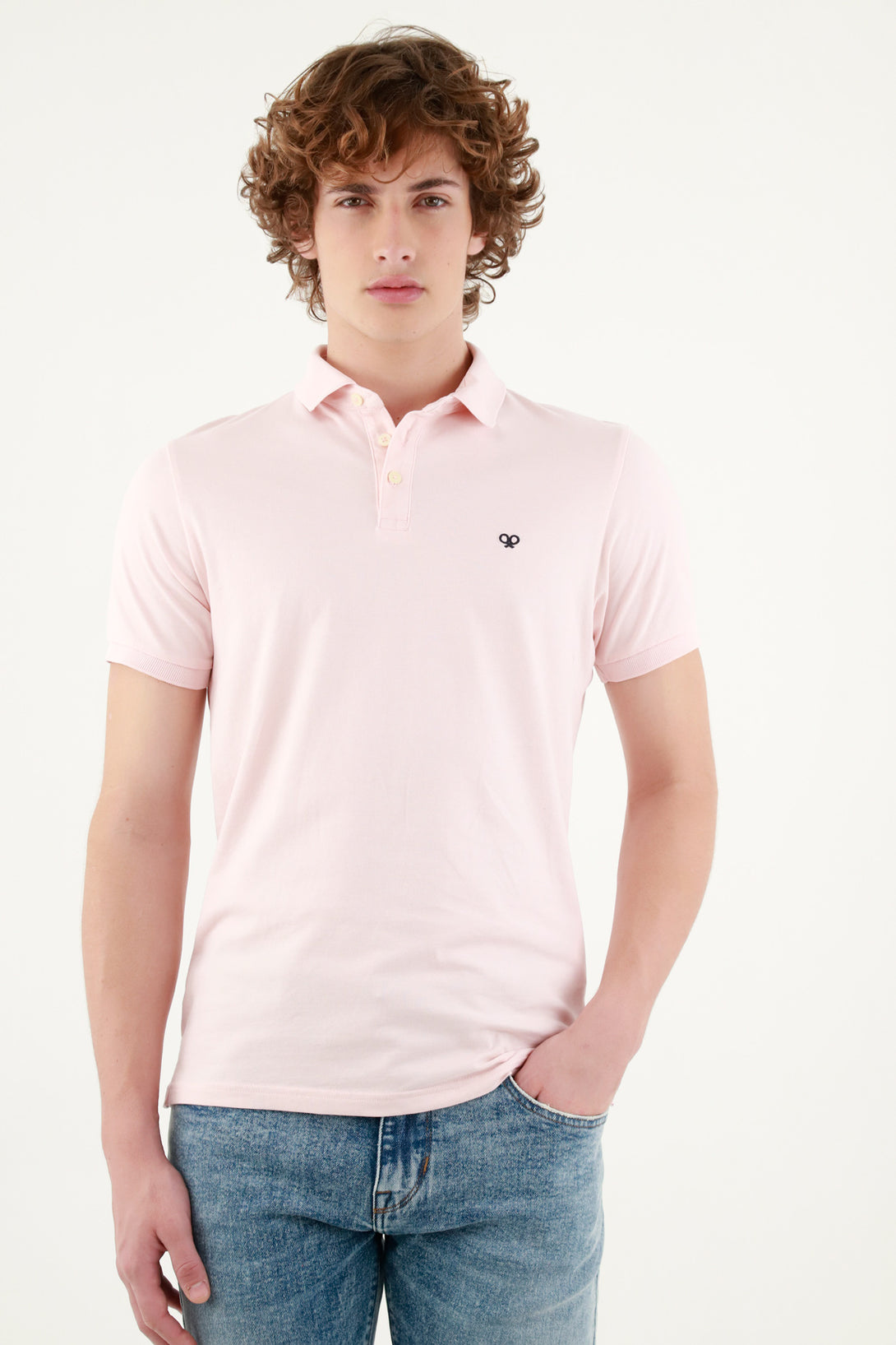 Polo rosada manga corta para hombre