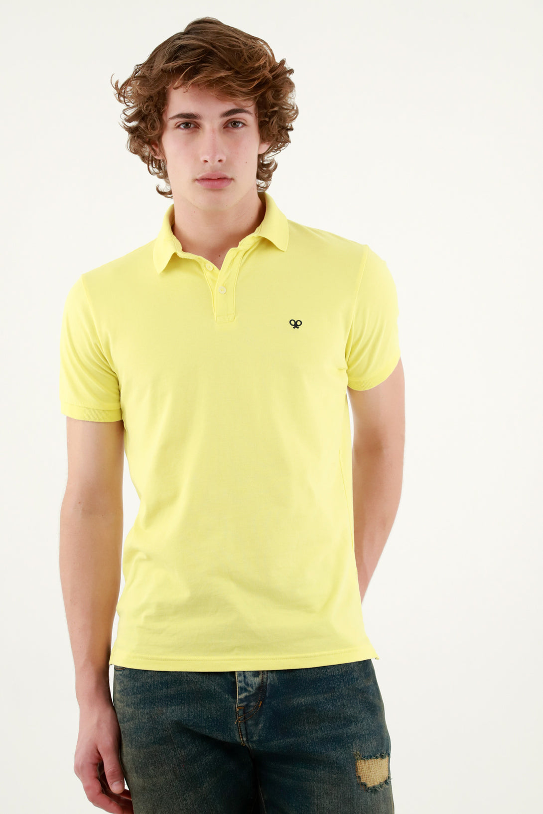 Polo amarilla manga corta para hombre