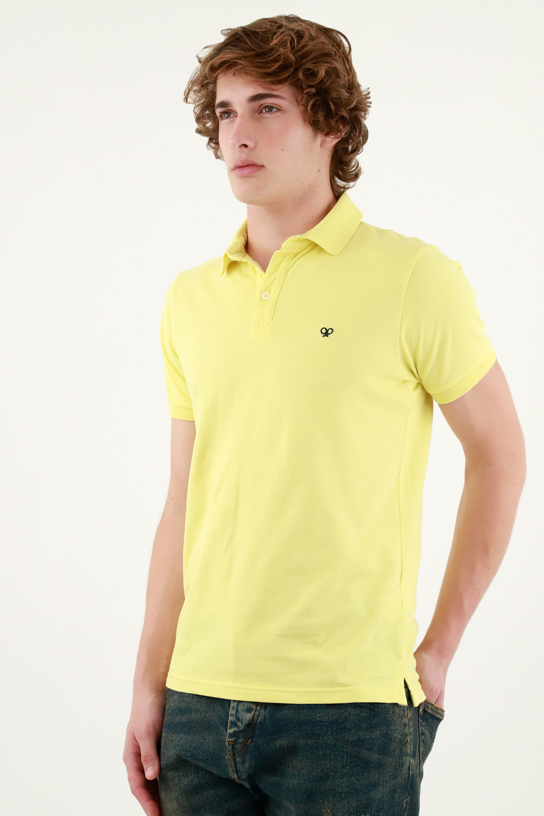 Polo amarilla manga corta para hombre