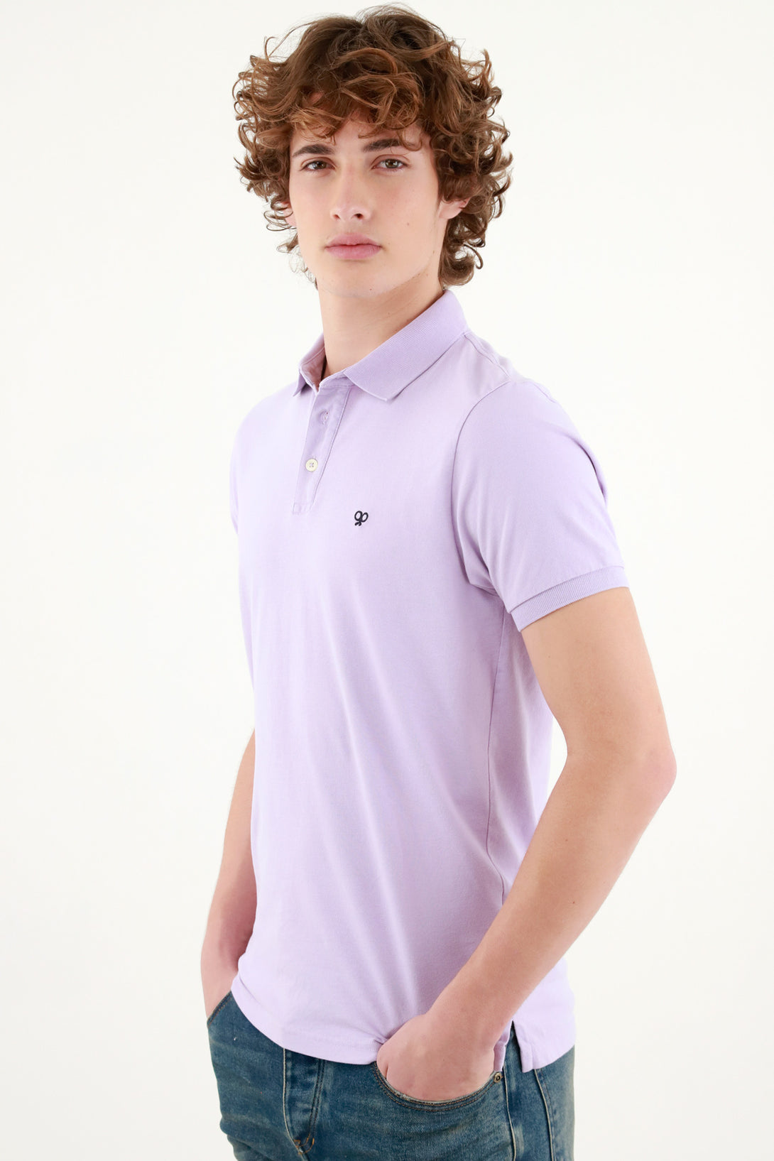 Polo morada manga corta para hombre