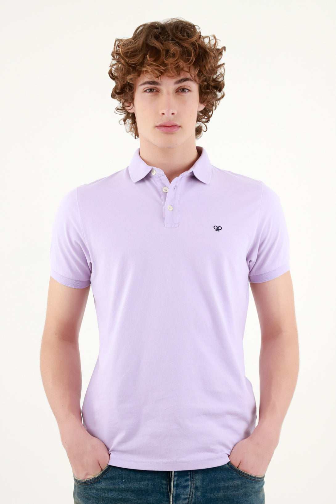 Polo morada manga corta para hombre