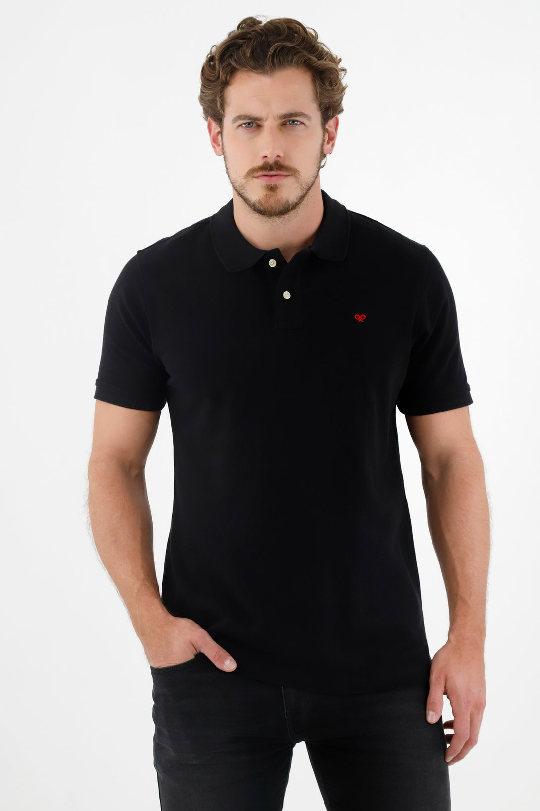 Men's Black Multicolor Polo Shirt