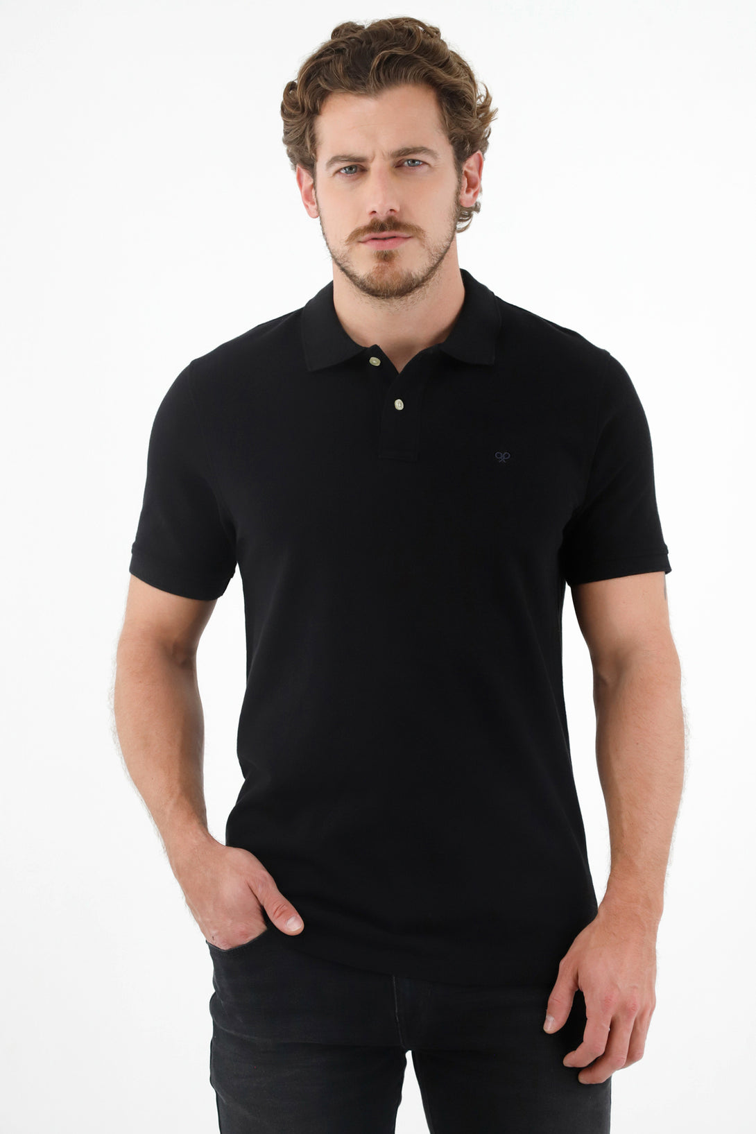 Men's Black Multicolor Polo Shirt