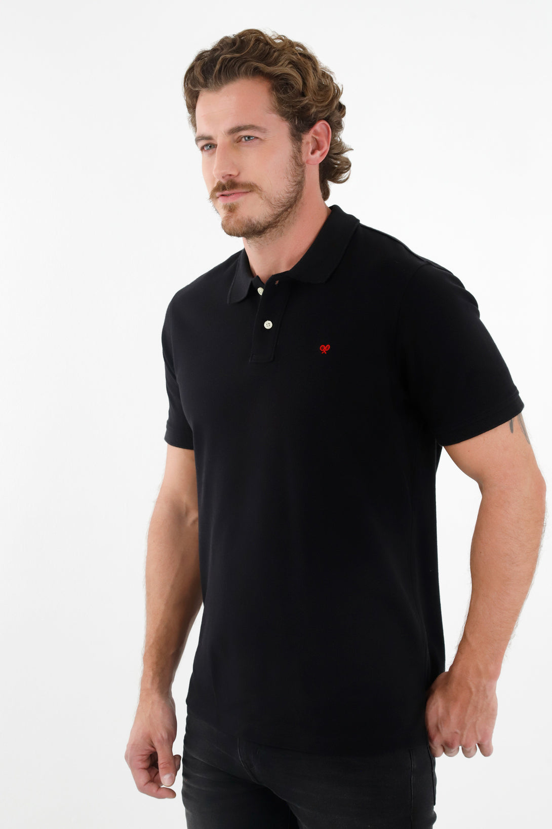 Men's Black Multicolor Polo Shirt