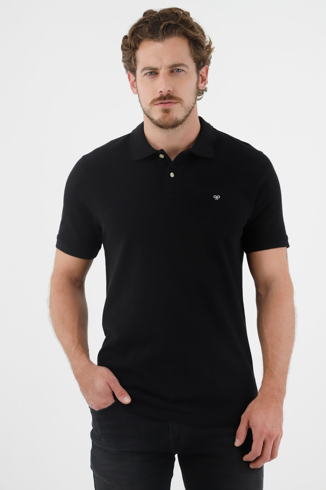 Men's Black Multicolor Polo Shirt