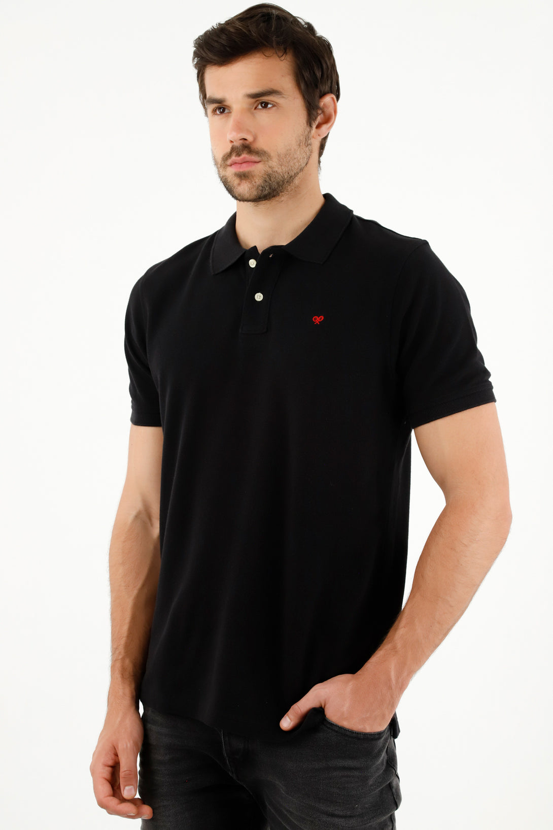 Men's Black Multicolor Polo Shirt