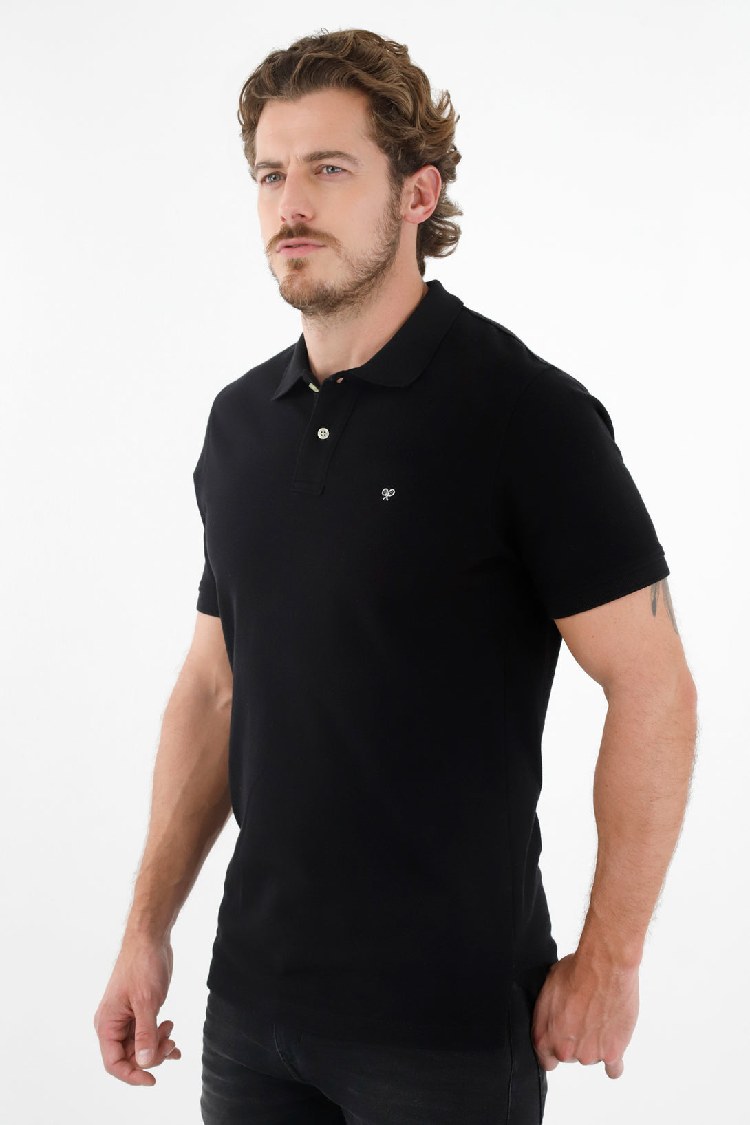 Men's Black Multicolor Polo Shirt