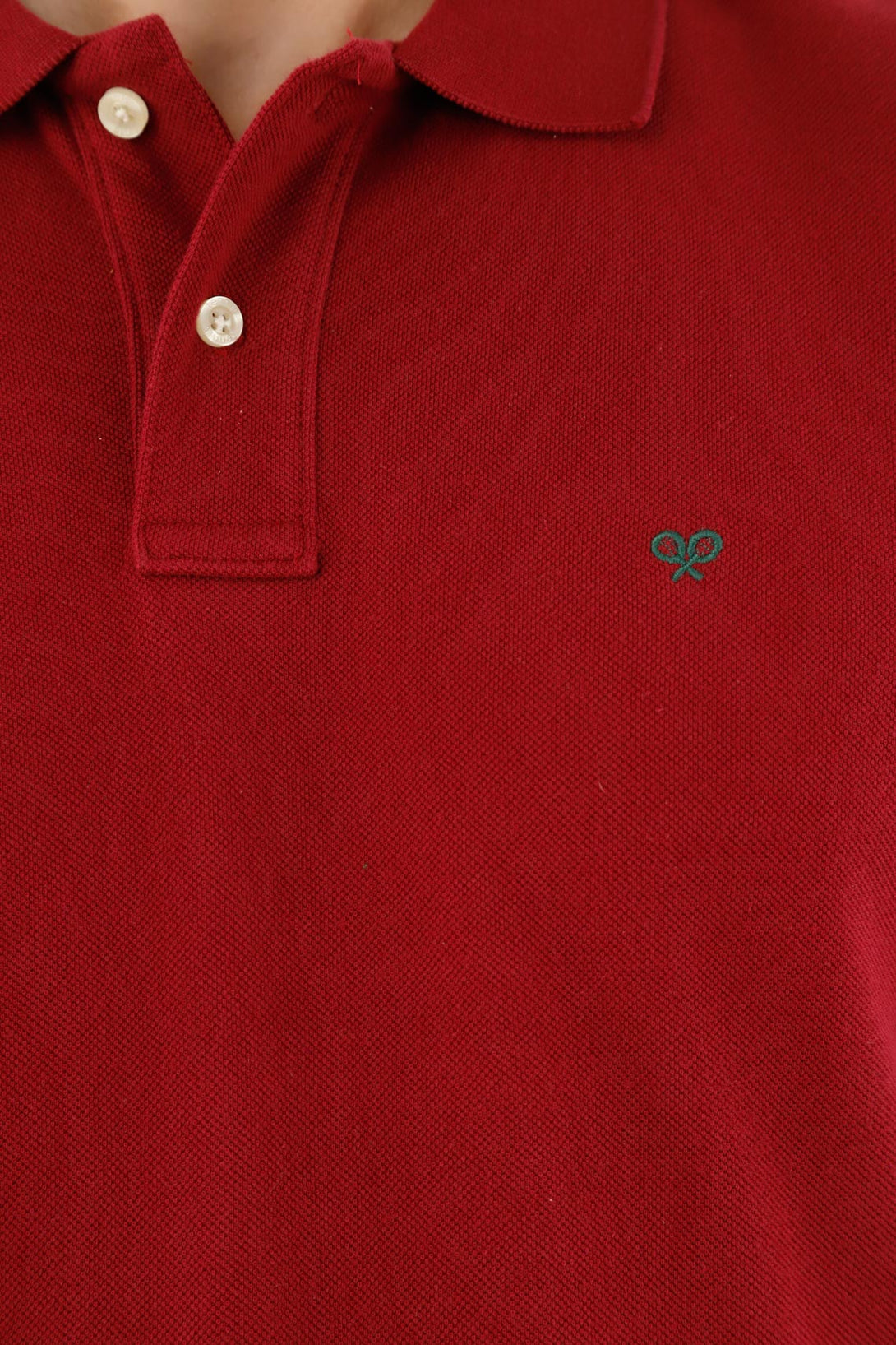 Men's Red Polo Shirt with Multicolor Racket Design