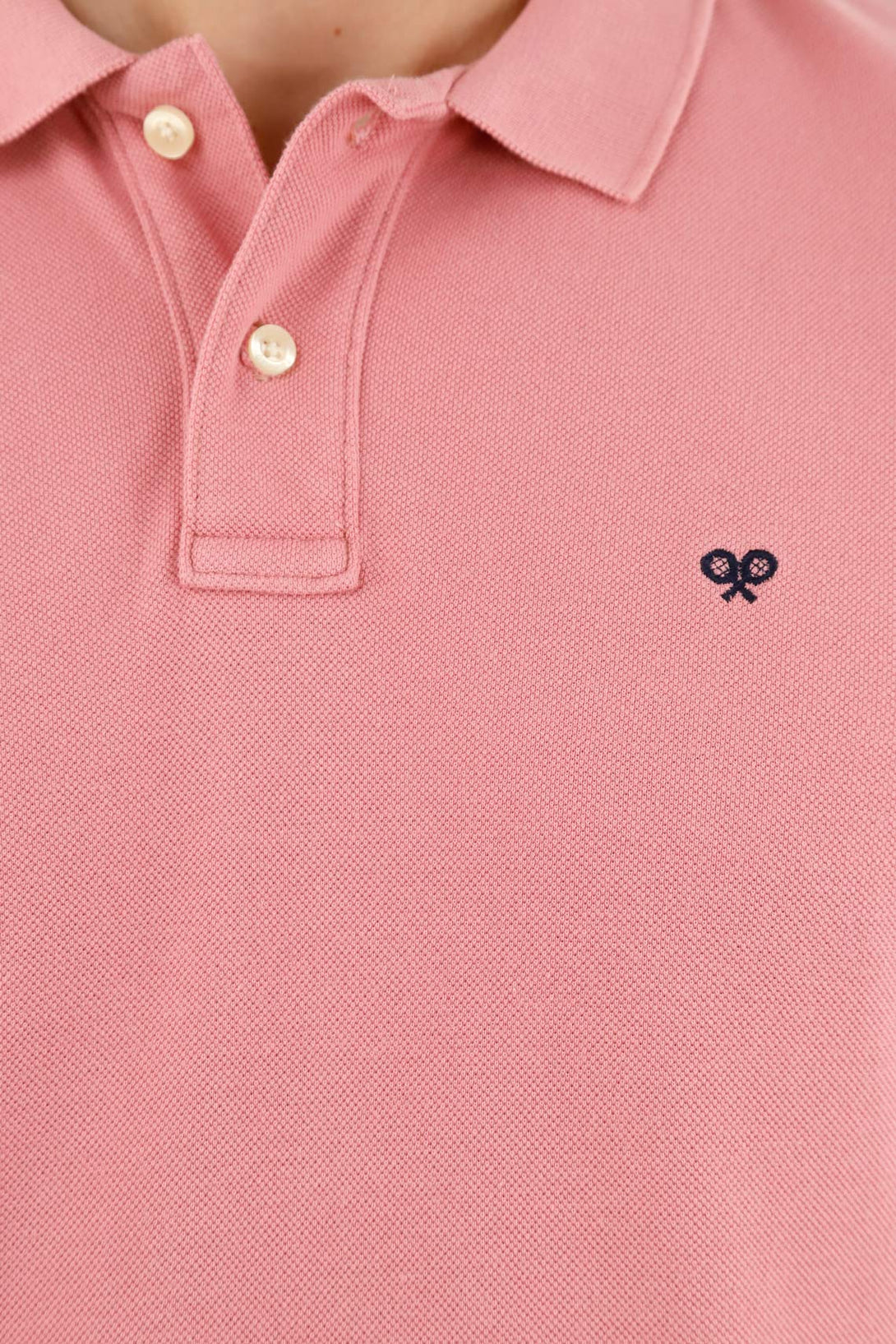 Men's Pink Polo Shirt with Multicolor Racket Design