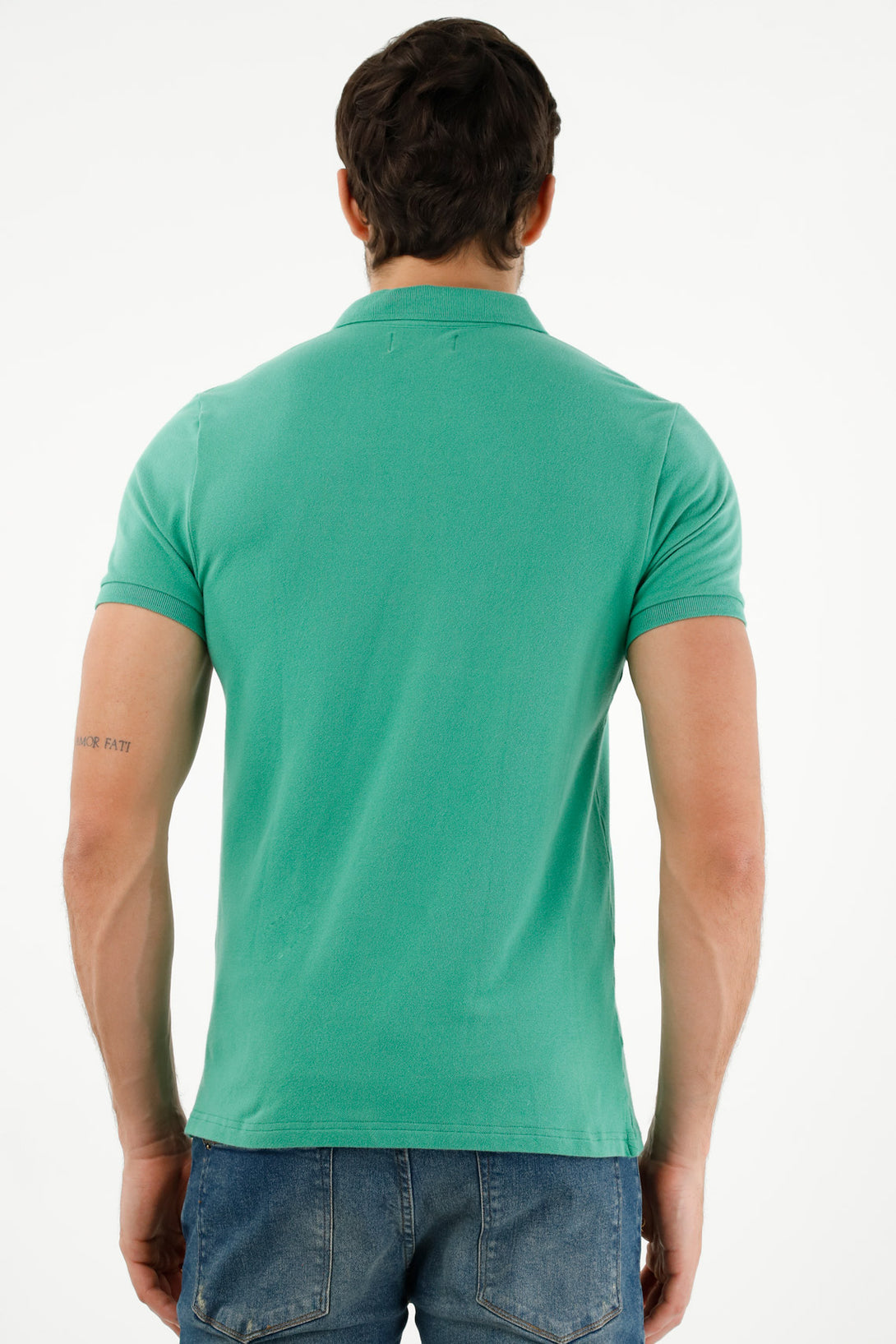 Polo cuello tejido verde para hombre