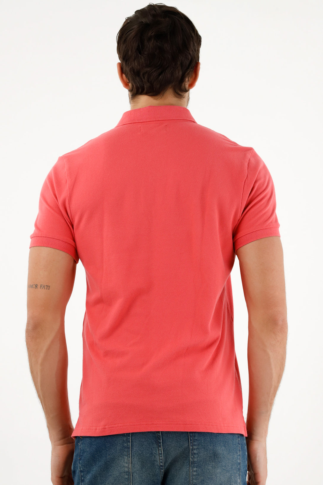 Men's Red Knit Collar Polo Shirt