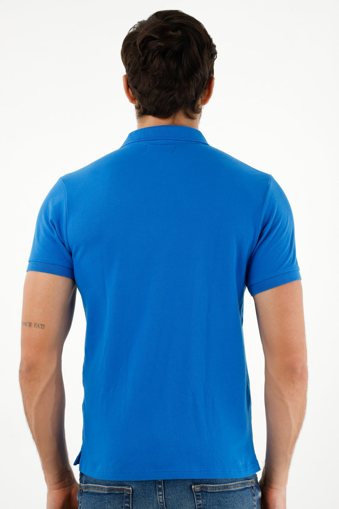 Polo cuello tejido azul para hombre