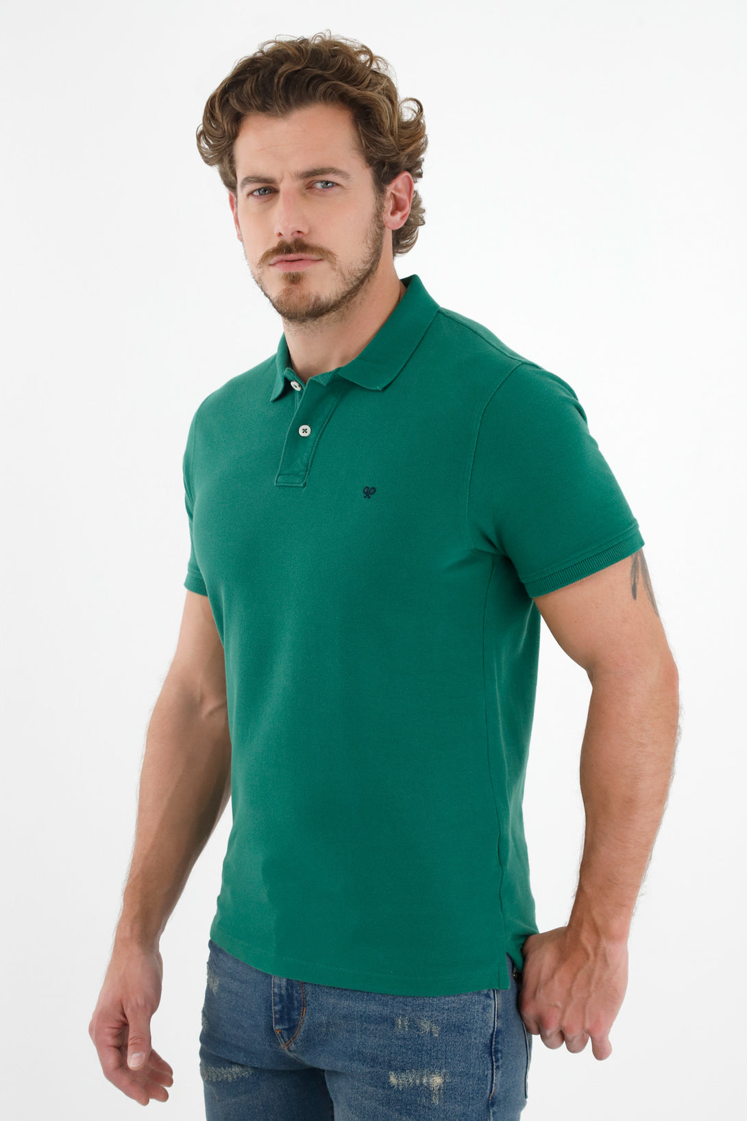 Polo verde con raqueta malla para hombre