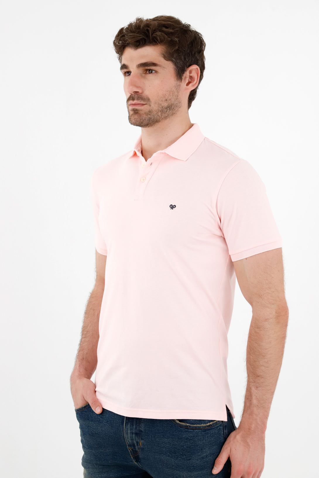 Polo rosada raqueta malla para hombre