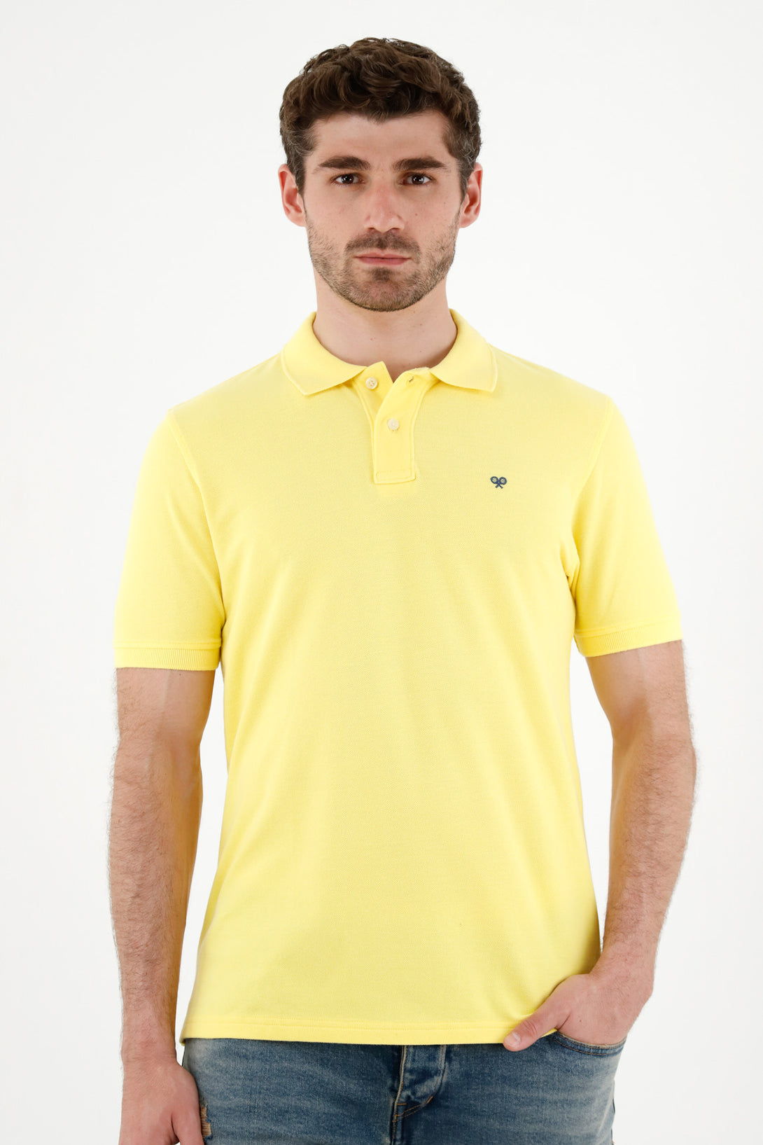 Polo amarilla raqueta multicolor para hombre