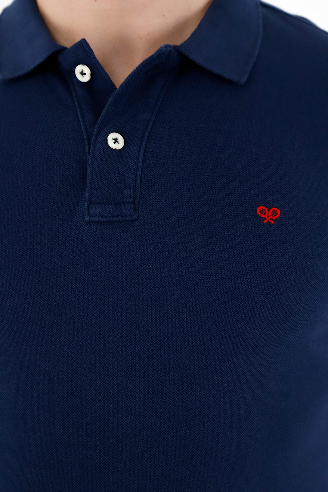 Polo azul raqueta malla para hombre