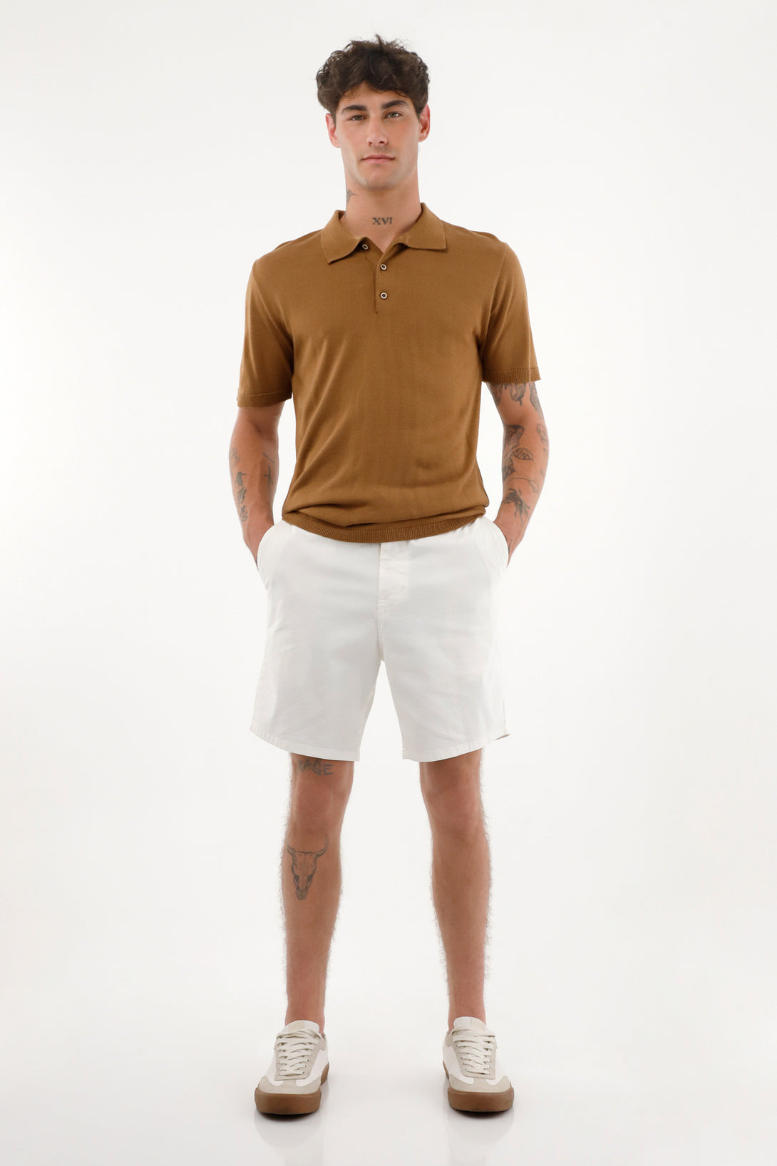 Men's Brown Knit Polo Shirt