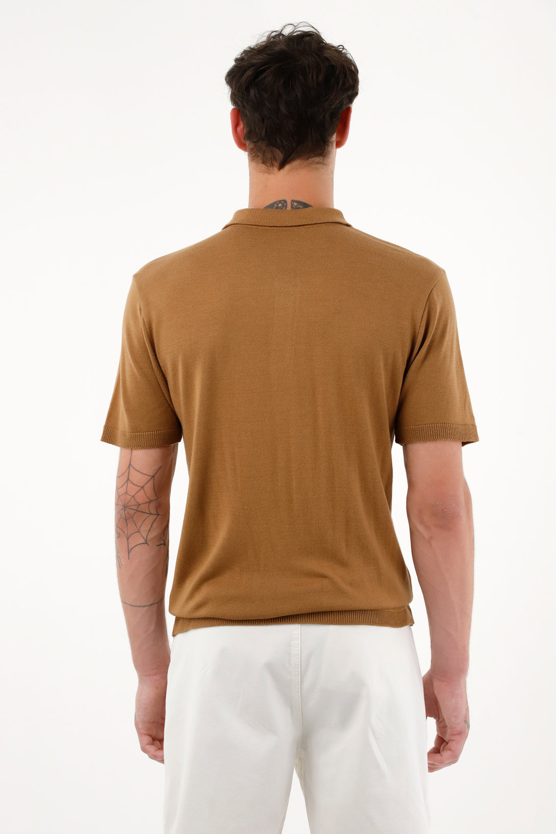 Men's Brown Knit Polo Shirt