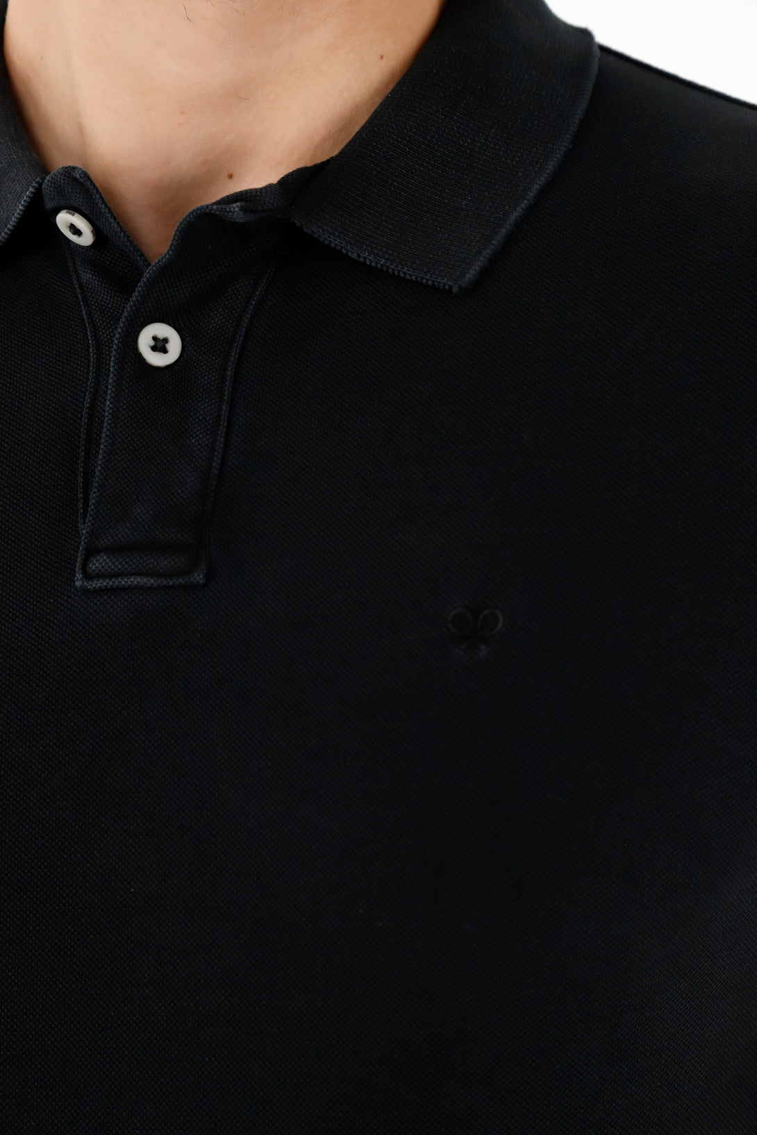 Men's Black Polo with Embroidered Racket