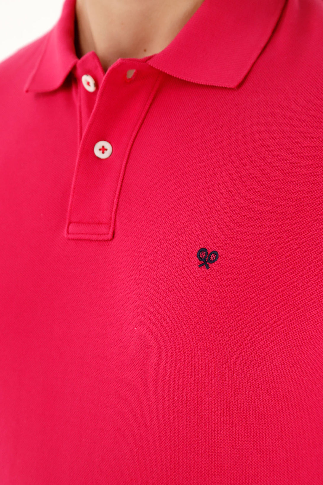 Men's Pink Polo with Embroidered Racket