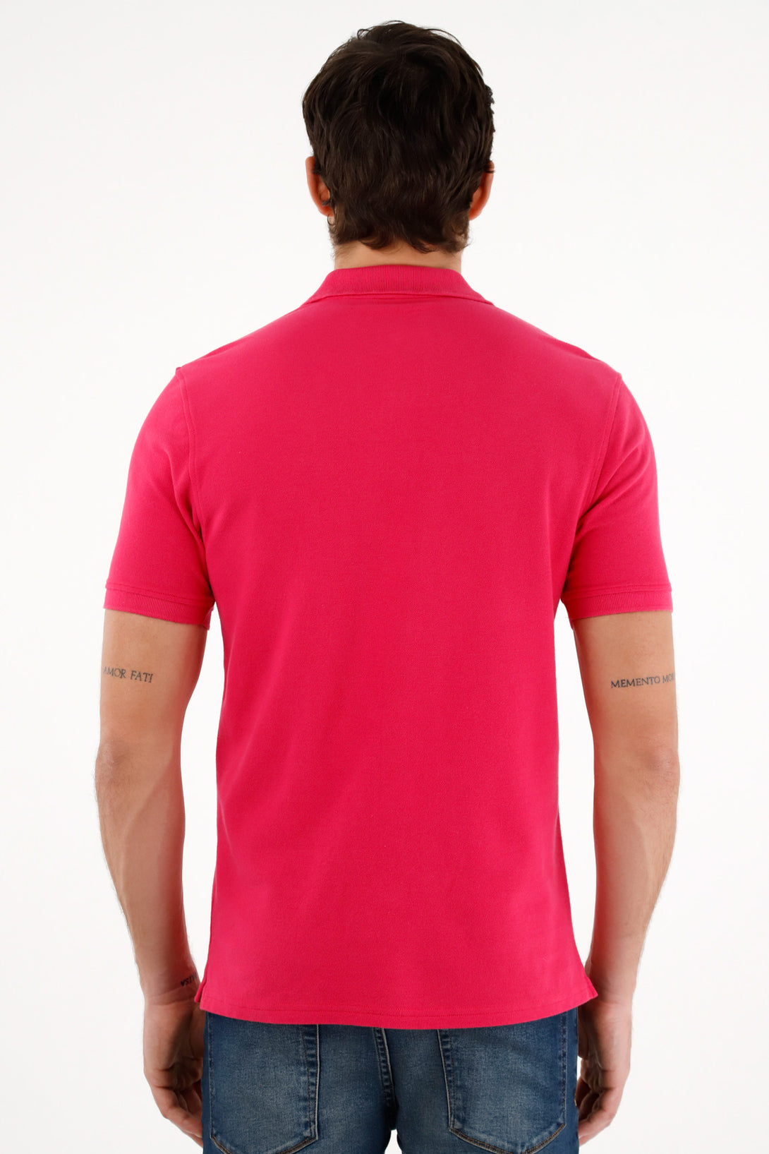 Men's Pink Polo with Embroidered Racket