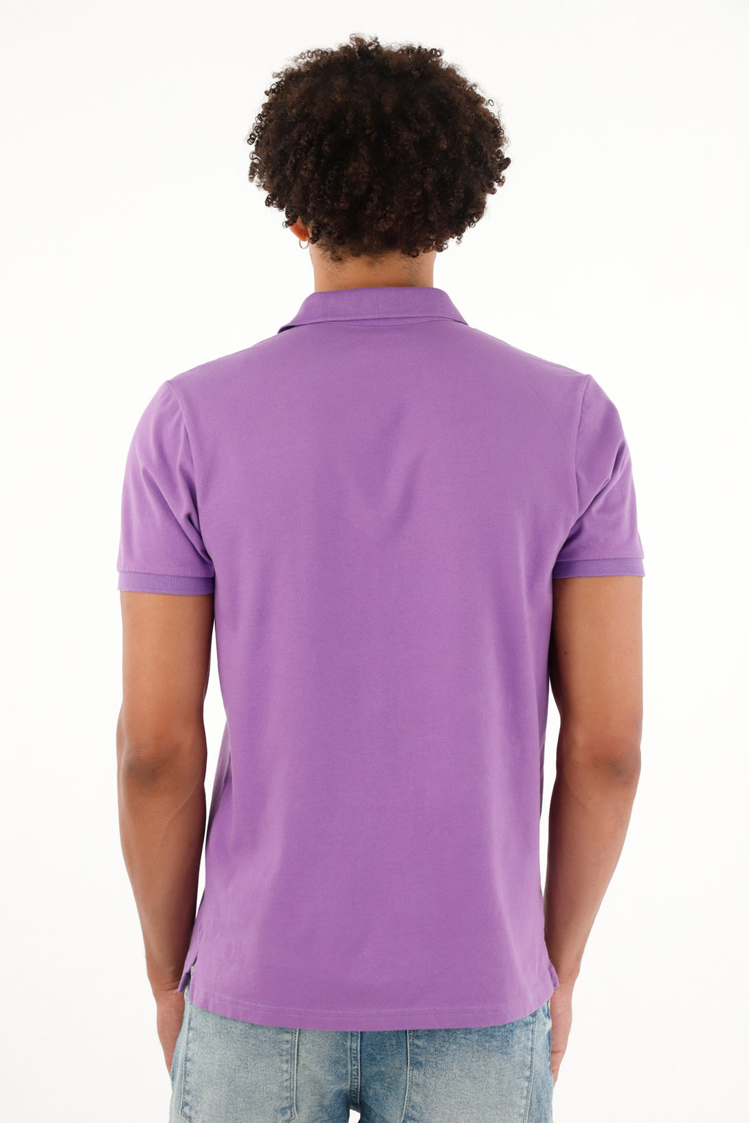 Men's purple polo with embroidered racket