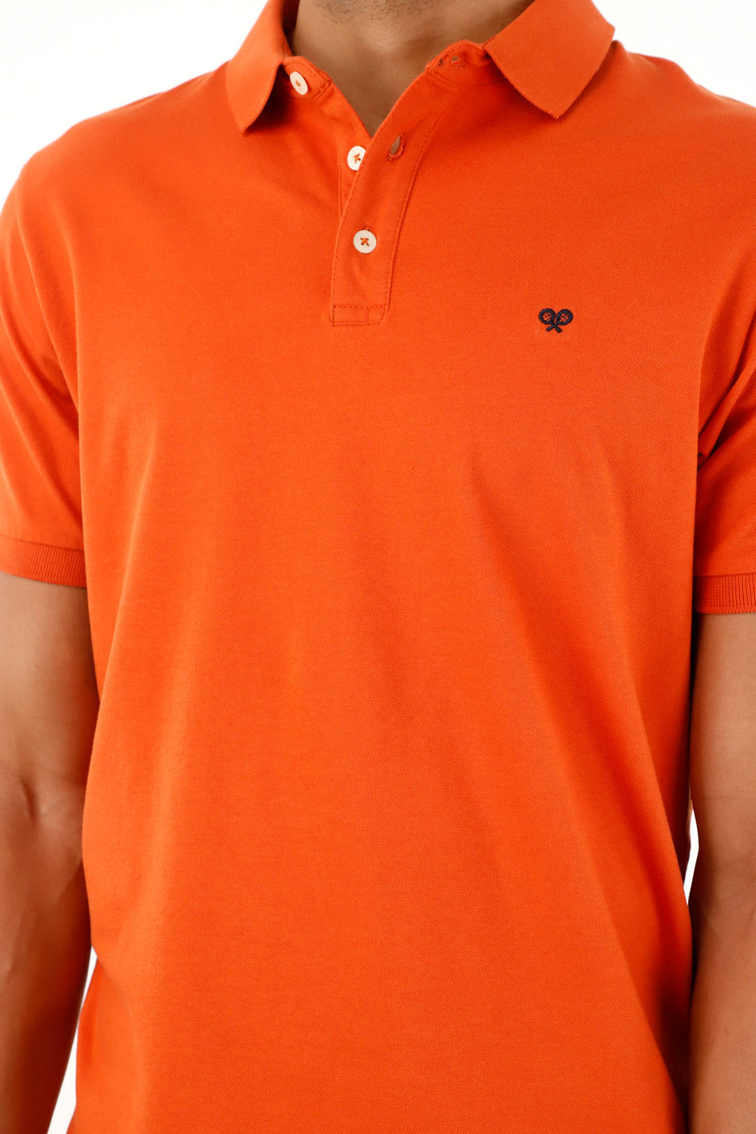 Polo naranja con cuello y puños en rib para hombre