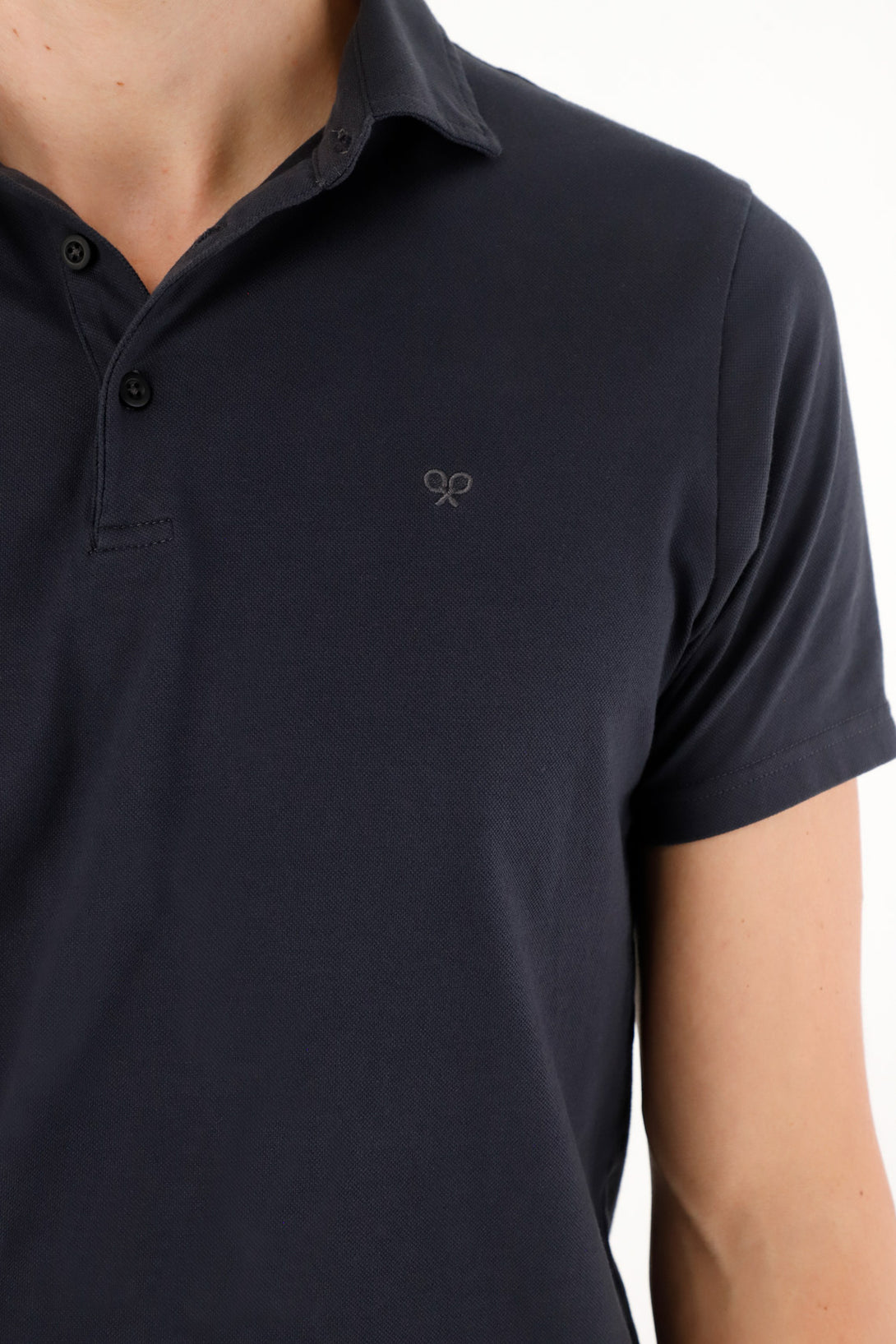 Polo azul con raqueta bordada para hombre