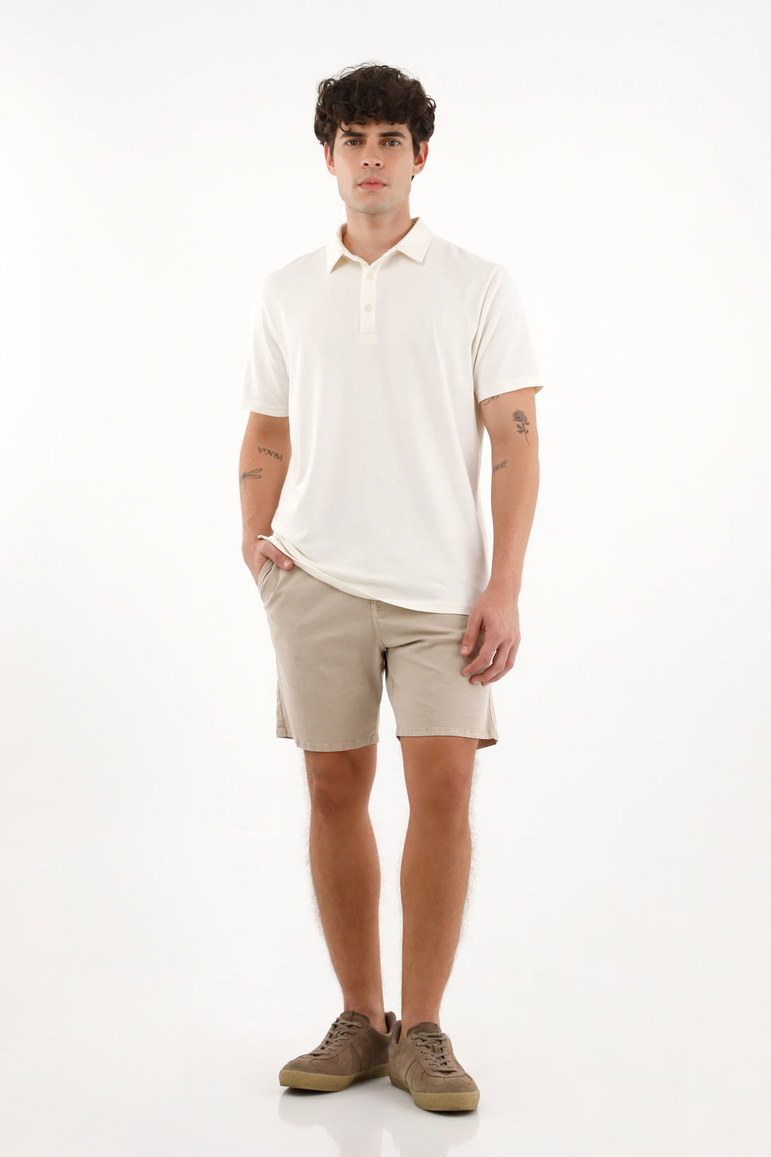 Men's Raw Polo with Embroidered Racket