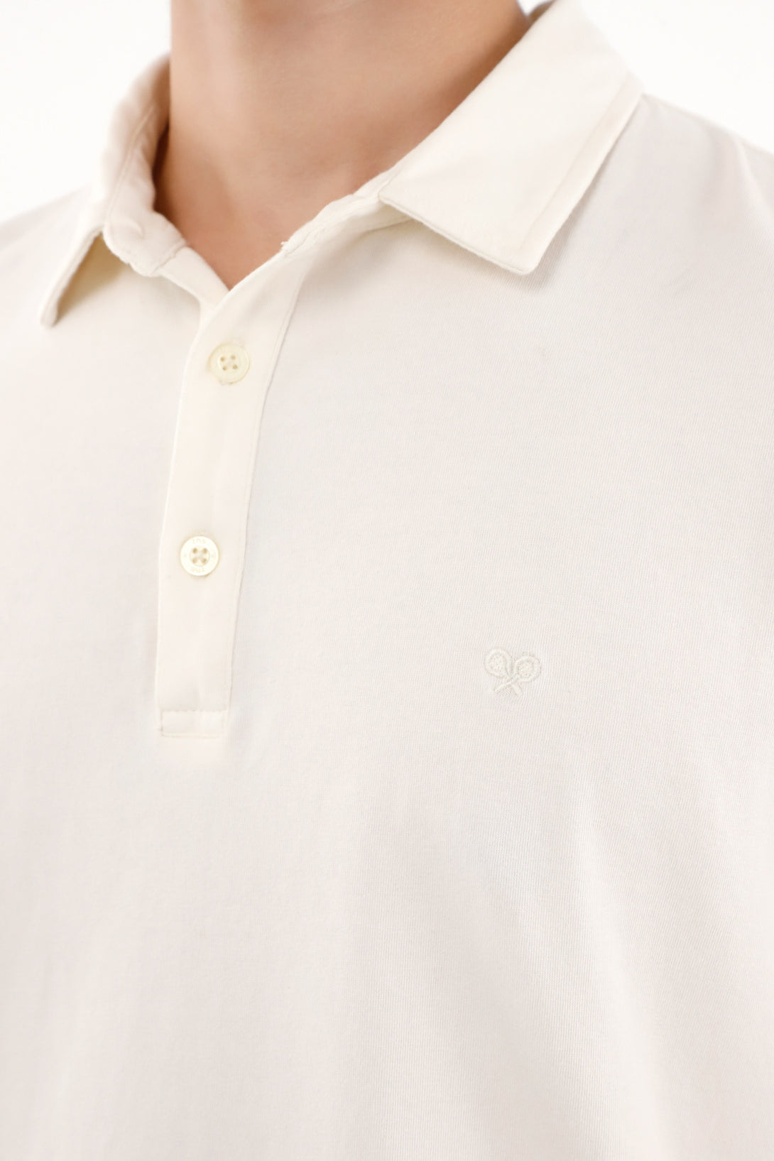 Men's Raw Polo with Embroidered Racket