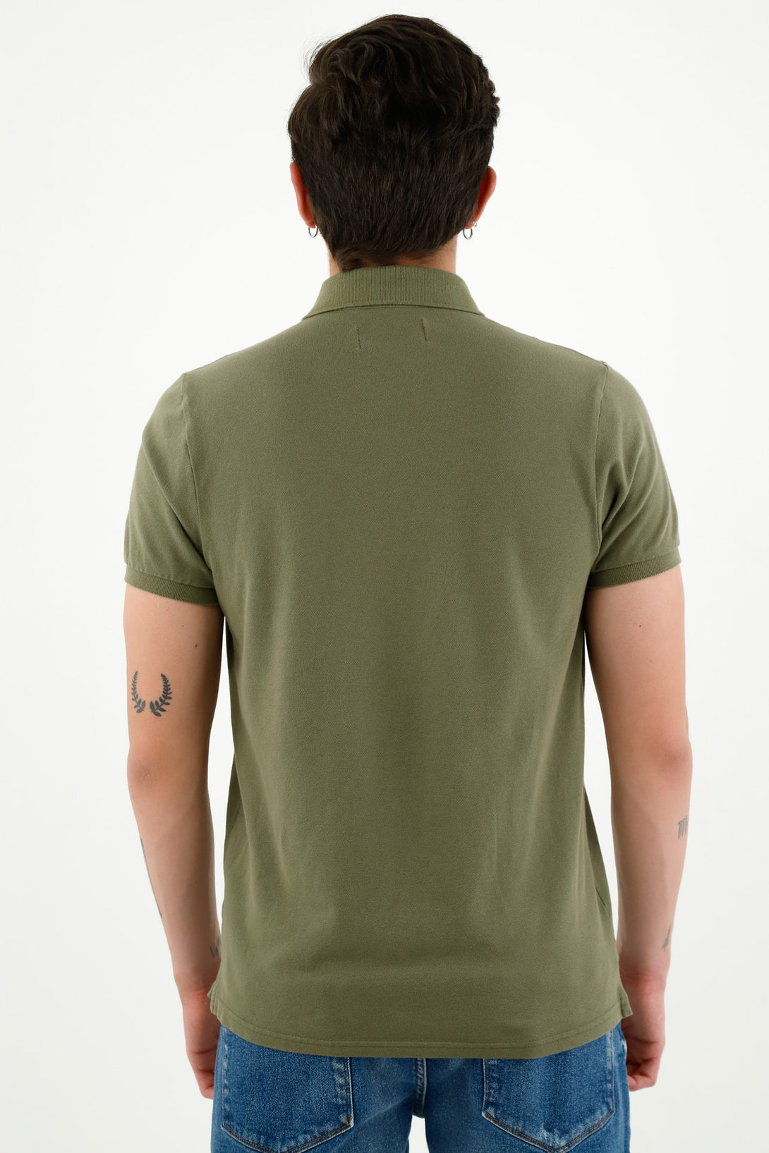 Polo con tres botones verde para hombre